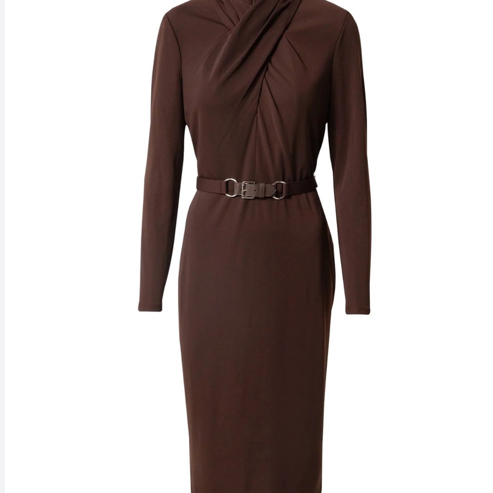 Ralph Lauren brown knit mock neck jersey dress